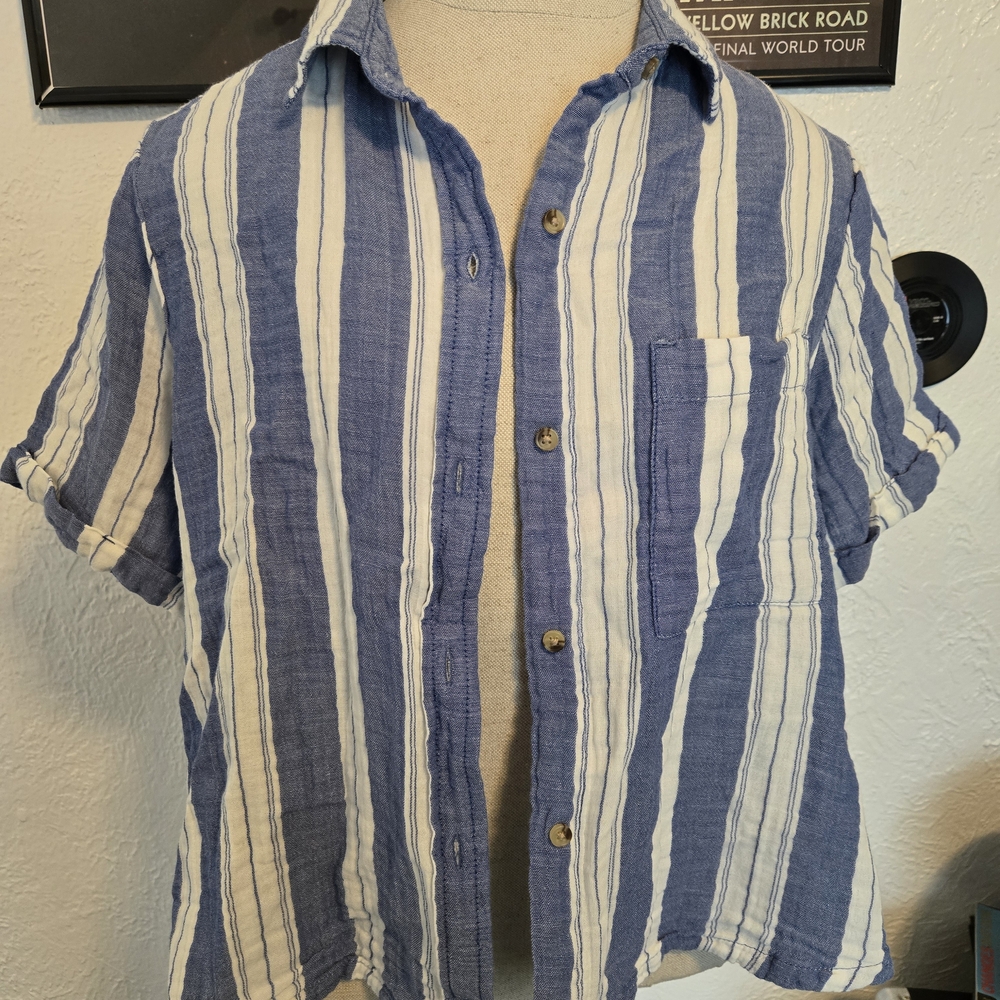 Blue and White Striped Shirt